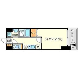 willDo塚本 6階1Kの間取り