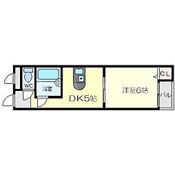 阪急千里線 下新庄駅 徒歩3分の賃貸マンション 5階1DKの間取り
