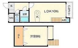 阪急千里線 下新庄駅 徒歩3分の賃貸マンション 6階1DKの間取り