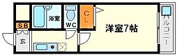 ノルデンハイム淡路D棟 1Kの間取図画像
