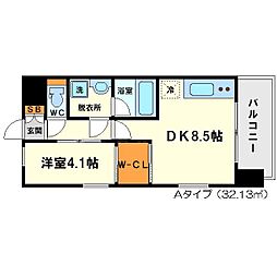 レジディア新大阪 1SKの間取図画像
