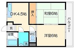 上田マンション 2DKの間取図画像