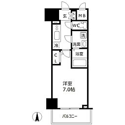 Osaka Metro千日前線 阿波座駅 徒歩2分の賃貸マンション 14階1Kの間取り
