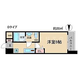 Osaka Metro堺筋線 北浜駅 徒歩5分の賃貸マンション 15階1Kの間取り