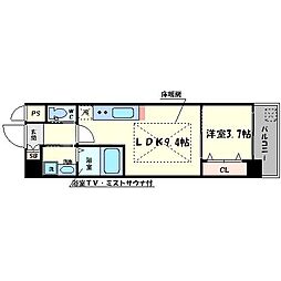 Osaka Metro御堂筋線 本町駅 徒歩5分の賃貸マンション 7階1LDKの間取り