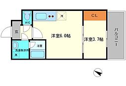 Osaka Metro御堂筋線 江坂駅 徒歩9分の賃貸マンション 8階1DKの間取り