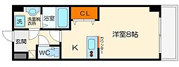 阪急京都本線 上新庄駅 徒歩2分の賃貸マンション 8階1Kの間取り