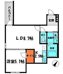 京阪本線 土居駅 徒歩5分の賃貸アパート 2階1LDKの間取り