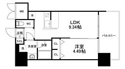 Osaka Metro谷町線 野江内代駅 徒歩6分の賃貸マンション 3階1LDKの間取り