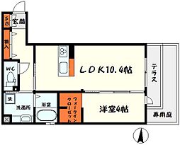 サンドミール高瀬 1階1LDKの間取り