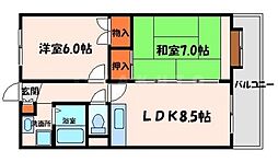 ブランドールMIII 4階2LDKの間取り