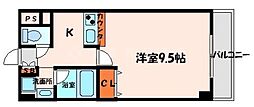 京阪本線 大和田駅 徒歩3分の賃貸マンション 2階1Kの間取り