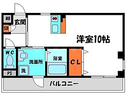 葵マンション 1階ワンルームの間取り