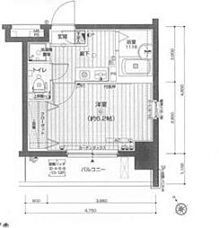 メインステージ門前仲町 1Kの間取図画像