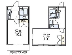 レオパレスヴァンベール 1Kの間取図画像