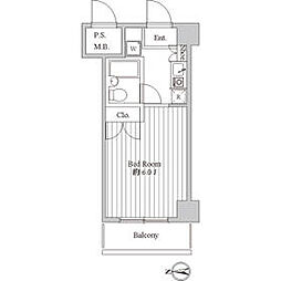 スペーシア池上 606 6階1Kの間取り