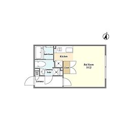 ライトテラス中野坂上 202 2階ワンルームの間取り