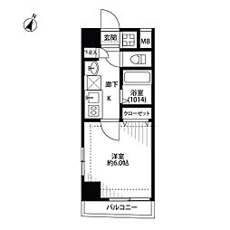 プレール・ドゥーク多摩川 1Kの間取図画像