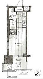 パークキューブ北松戸 8階1Kの間取り