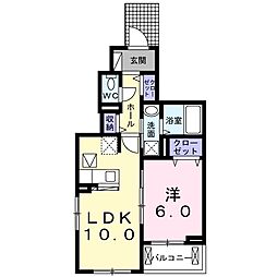 プラシードヒルズ2 1LDKの間取図画像