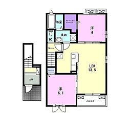 JR山陰本線 並河駅 徒歩18分の賃貸アパート 2階2LDKの間取り