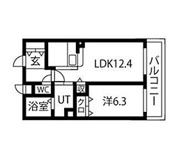 シャルマン・テール 1LDKの間取図画像