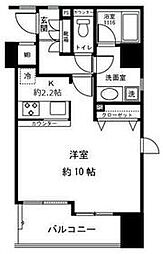 シーダム目黒 1Kの間取図画像