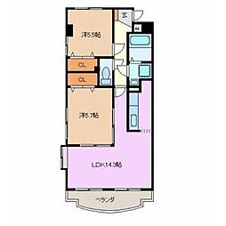 エステーラ 2LDKの間取図画像