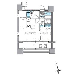 Ｊ．リヴェール上野入谷フロント 10階2LDKの間取り