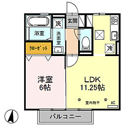 ブルーサファイア　Ｂ 1階1LDKの間取り