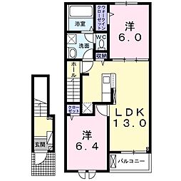 シエルエトワール 2階2LDKの間取り