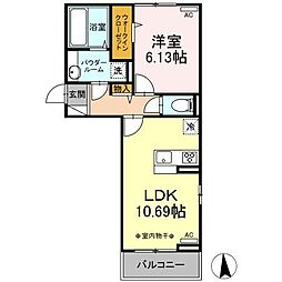 JR両毛線 前橋駅 徒歩14分の賃貸アパート 3階1LDKの間取り