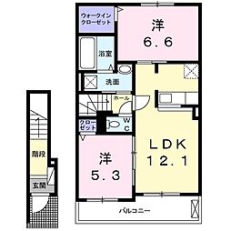 グラースメゾン2 2LDKの間取図画像