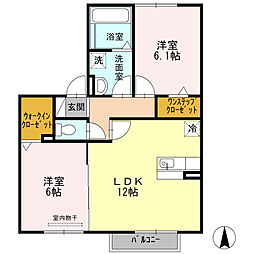 パストラル楠 2階2LDKの間取り