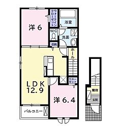 サン　ヴェール　大芝　III　Ｃ 2階2LDKの間取り