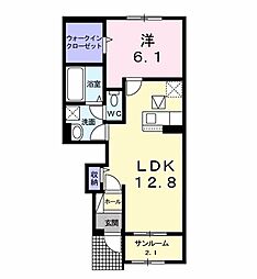 フューチャー1 1階1LDKの間取り