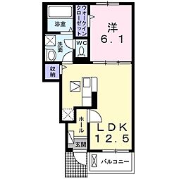 ＣＡＳＡ砂山 1階1LDKの間取り