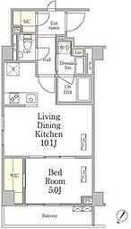 東急田園都市線 池尻大橋駅 徒歩8分の賃貸マンション 1階1LDKの間取り
