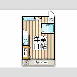 シティーパルＵ 2階ワンルームの間取り
