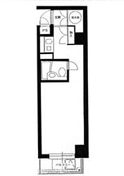 JR山手線 五反田駅 徒歩3分の賃貸マンション 2階ワンルームの間取り