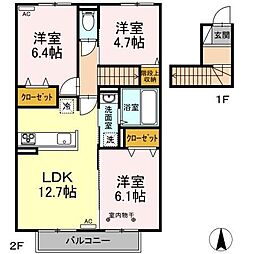 望 202 2階3LDKの間取り