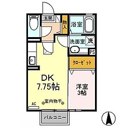 カーサ・ドルチェ 1DKの間取図画像
