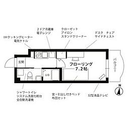 プチグランデリラ 5階1Kの間取り