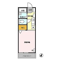 アネックス　壱番館 2階1Kの間取り