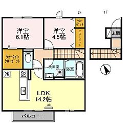 Maison de Grace 2階2LDKの間取り