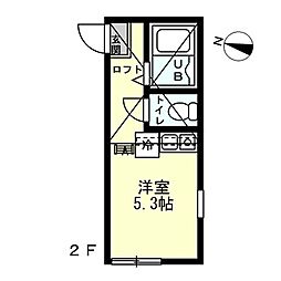 南太田レオン・ブルジョア 2階ワンルームの間取り