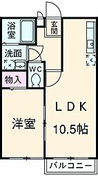 パークコート砂川弐番館 2階1LDKの間取り
