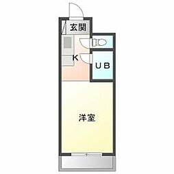 ｂｌｏｏｍｉｎｇ　ＦＵＣＨＵ 1階ワンルームの間取り