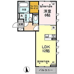 レジデンス朝日町B 1LDKの間取図画像