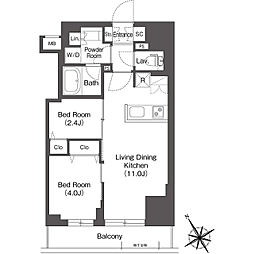 ＢｌｕＲｏｃｋ後楽園 6階2LDKの間取り
